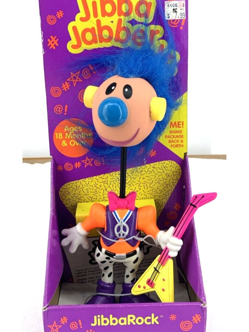 Jibba Jabber ERTL JibbaRock Star Guitar Blue Hair Noisemaker Figure In Box